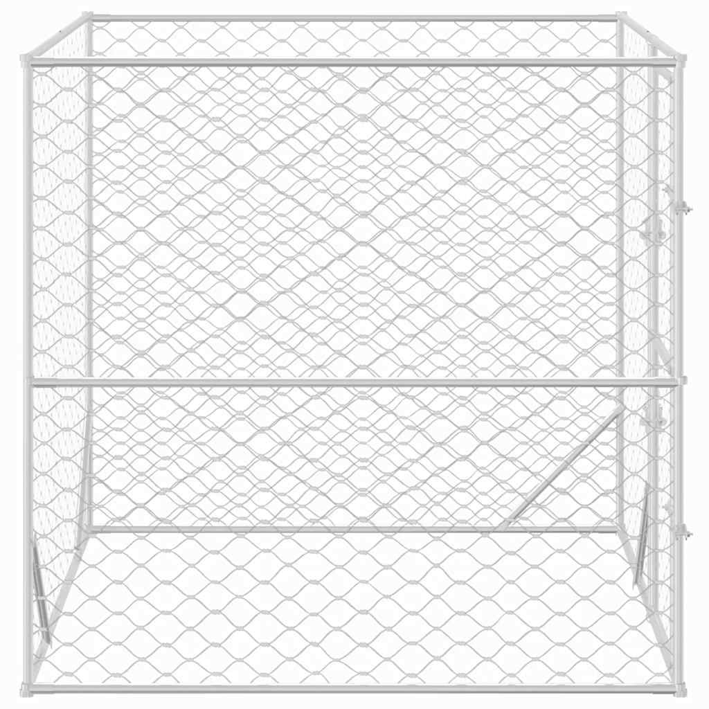 Gabbia per cuccia recinto per animali da esterno per cani argento 2 x 2 x 2 m acciaio zincato Argento 02_0041893