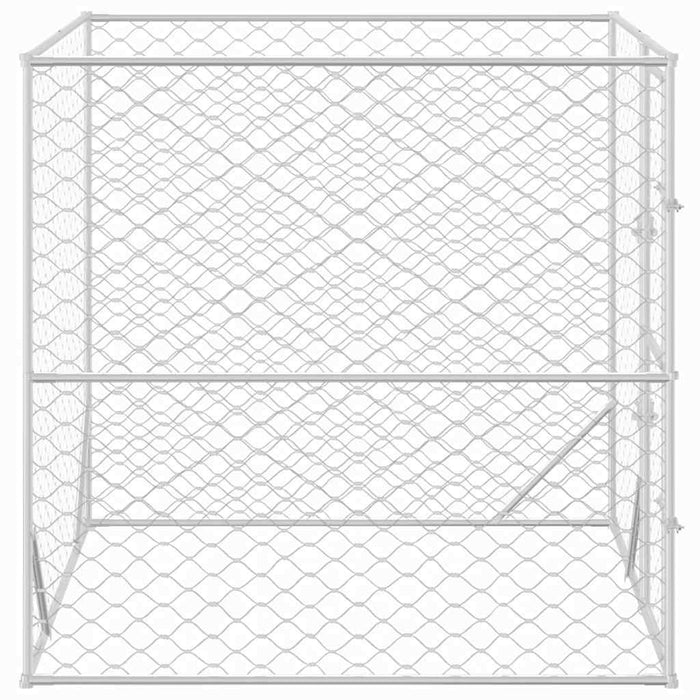 Gabbia per cuccia recinto per animali da esterno per cani argento 2 x 2 x 2 m acciaio zincato Argento 02_0041893