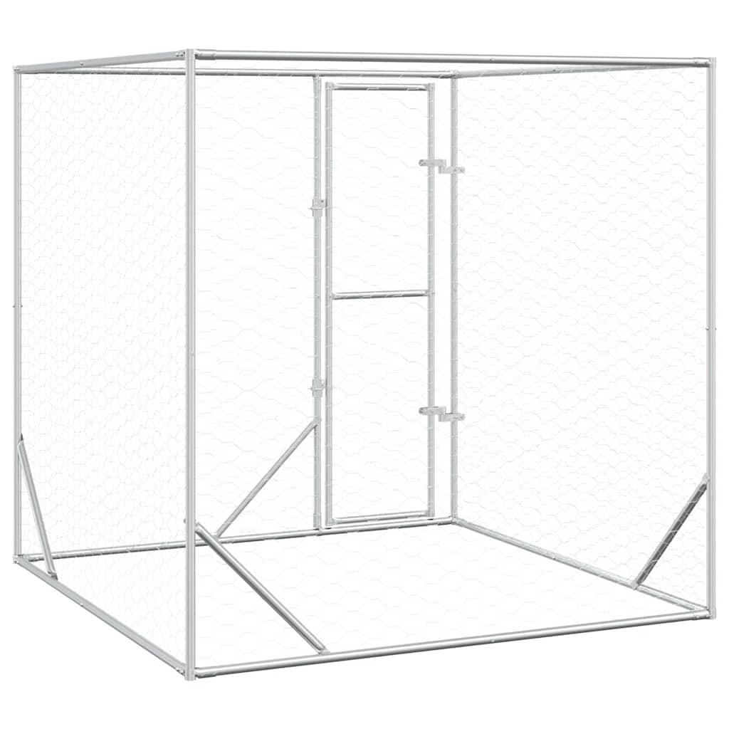 Cuccia per Cani da Esterno Argento 2x2x2 m Acciaio Zincato 153674