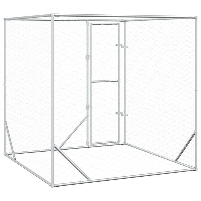 Cuccia per Cani da Esterno Argento 2x2x2 m Acciaio Zincato 153674