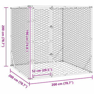 Cuccia per Cani da Esterno Argento 2x2x2 m Acciaio Zincato 153674