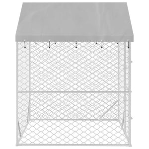 Cuccia Cani da Esterno Tetto Argento 2x2x2,5 m Acciaio Zincato 153675