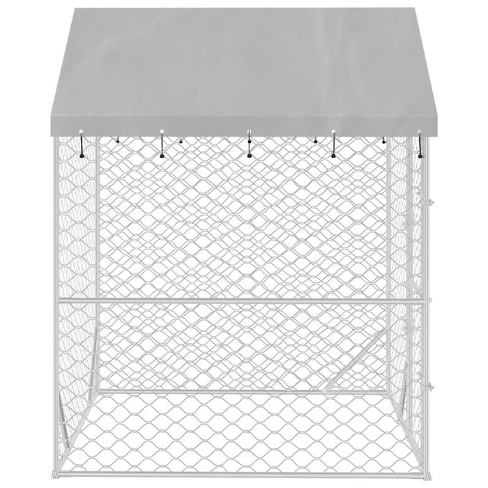 Cuccia Cani da Esterno Tetto Argento 2x2x2,5 m Acciaio Zincato 153675