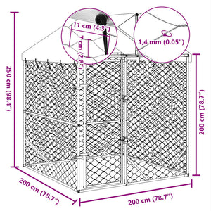 Cuccia Cani da Esterno Tetto Argento 2x2x2,5 m Acciaio Zincato 153675
