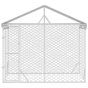 Cuccia Cani da Esterno Tetto Argento 3x1,5x2,5m Acciaio Zincato 153680