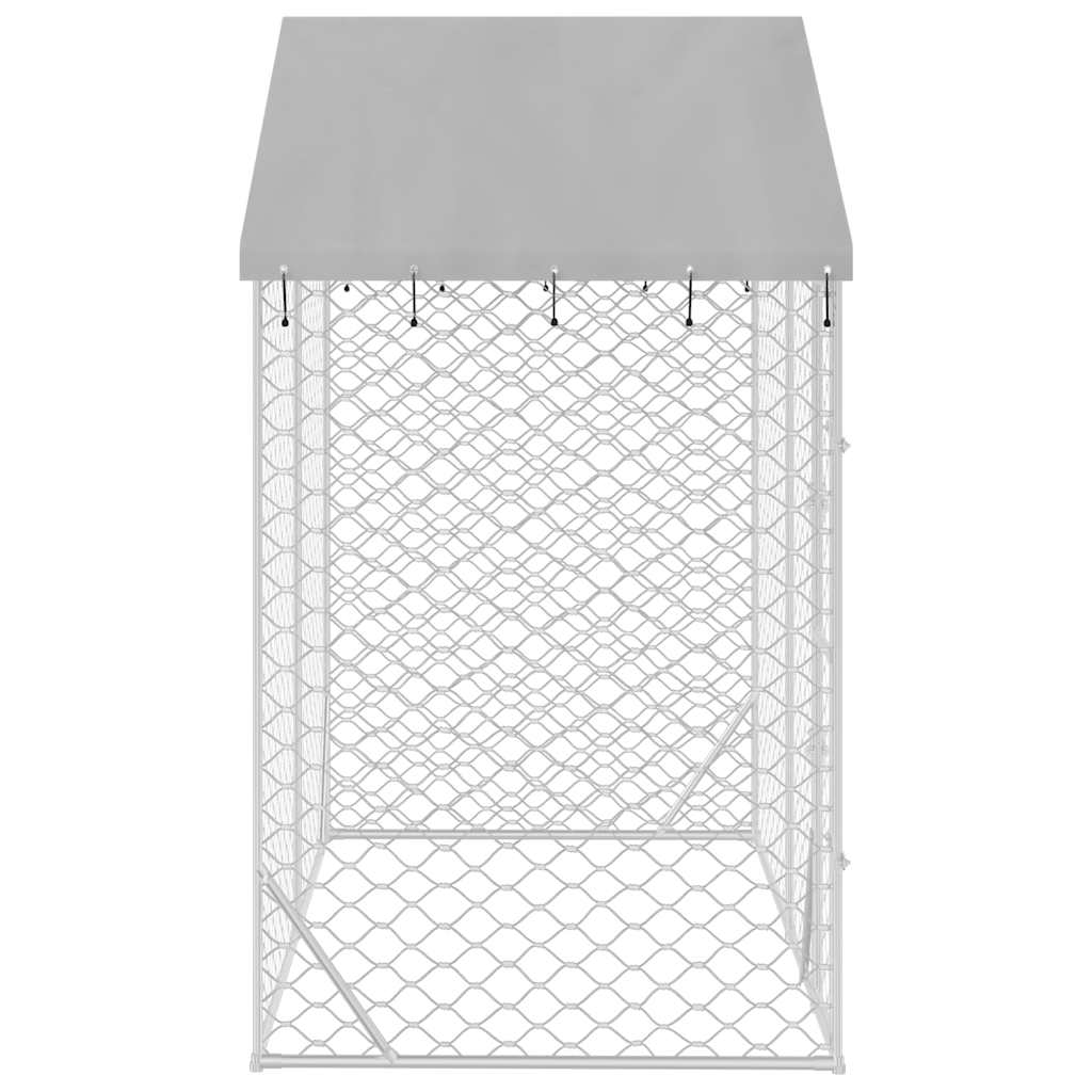 Cuccia Cani da Esterno Tetto Argento 3x1,5x2,5m Acciaio Zincato 153680