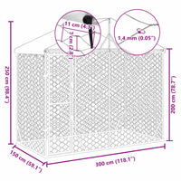 Cuccia Cani da Esterno Tetto Argento 3x1,5x2,5m Acciaio Zincato 153680