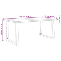 Tavolo da Pranzo Bordi Vivi 180x90x75 cm Legno Massello Acacia
