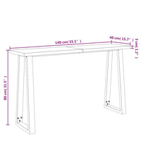 Tavolo Consolle Bordi Vivi 140x40x80 cm Legno Massello Acacia 353297