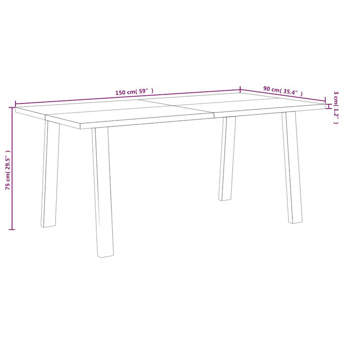 Tavolo da Pranzo 150x90x75 cm in Legno Massello di Acacia