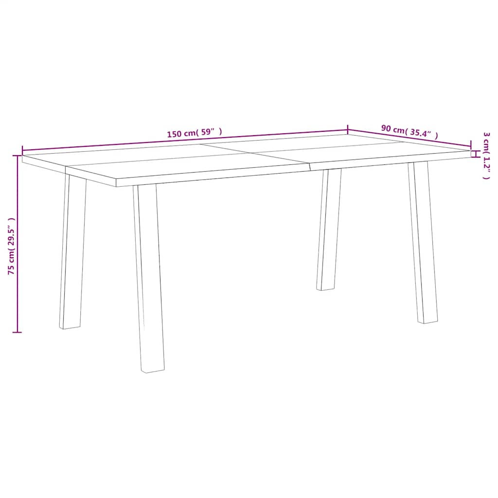 Tavolo da Pranzo 150x90x75 cm in Legno Massello di Acacia 353298