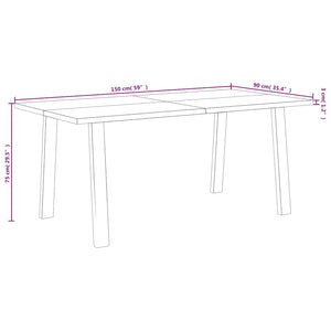 Tavolo da Pranzo 150x90x75 cm in Legno Massello di Acacia 353298