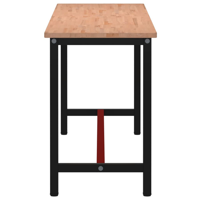 Banco da Lavoro 220x55x81,5 cm Legno Massello Faggio e Metallo 3188908