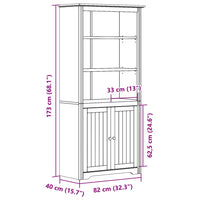 Libreria BODO 82x40x173 cm in Legno Massello di Pino Grigio 355058