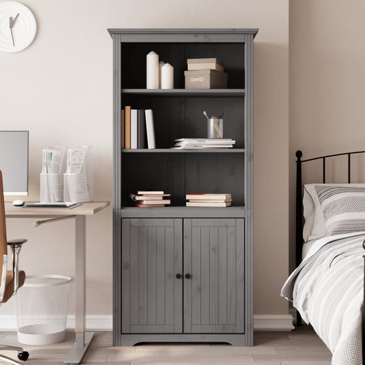 Libreria BODO 82x40x173 cm in Legno Massello di Pino Grigio 355058
