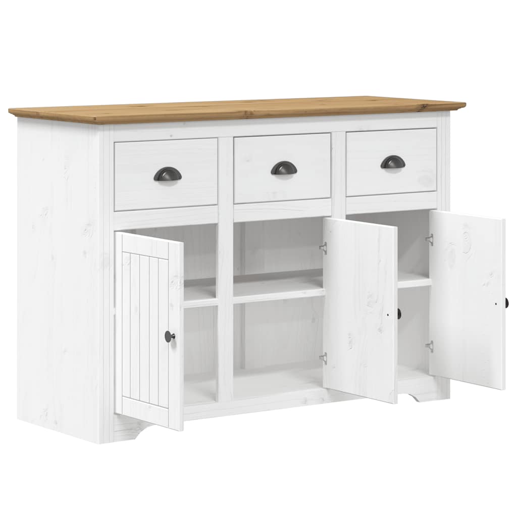 Credenza BODO 115,5x44x80 cm Legno Massello Pino Bianco Marrone 355066