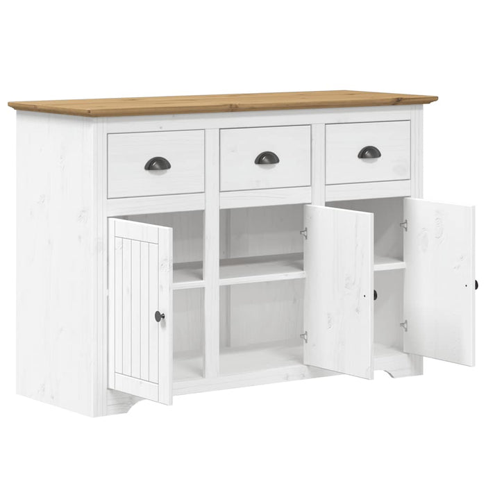Credenza BODO 115,5x44x80 cm Legno Massello Pino Bianco Marrone 355066
