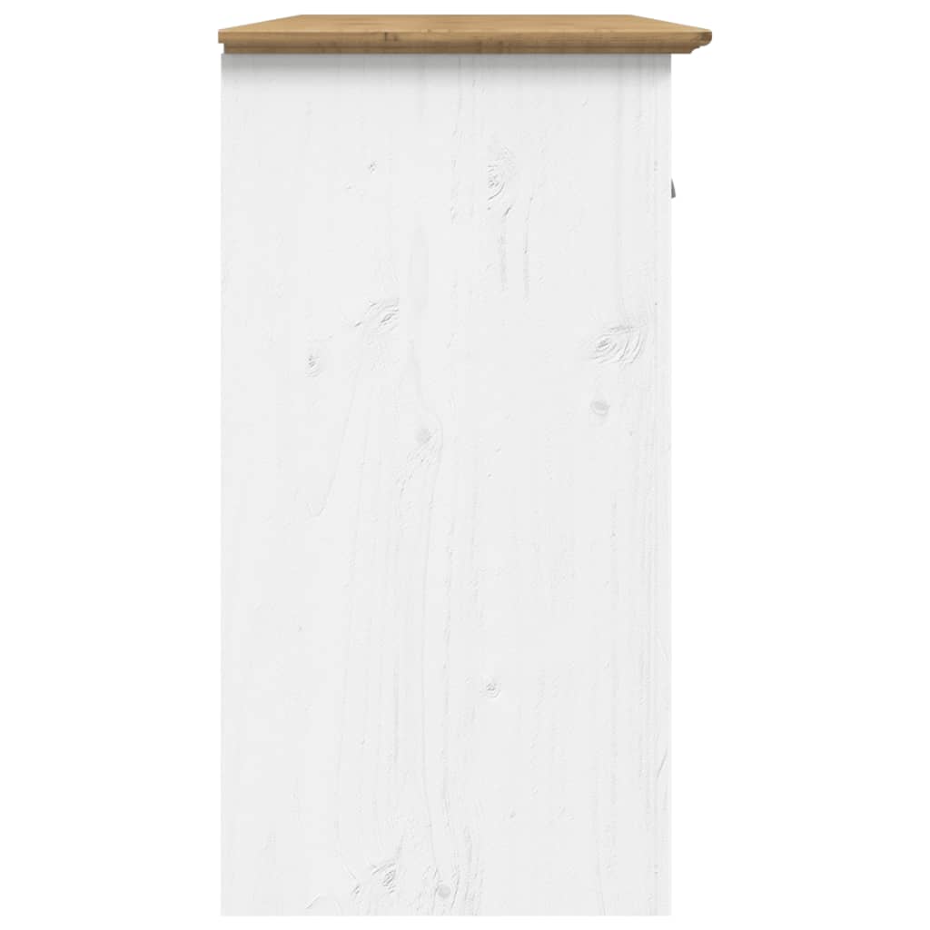 Credenza BODO 115,5x44x80 cm Legno Massello Pino Bianco Marrone 355066