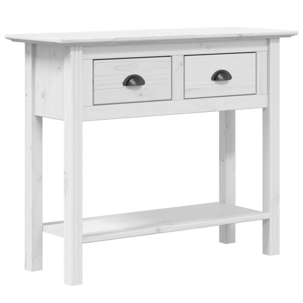 Tavolo Consolle BODO 91x35x74 cm Legno Massello Pino Bianco 355071
