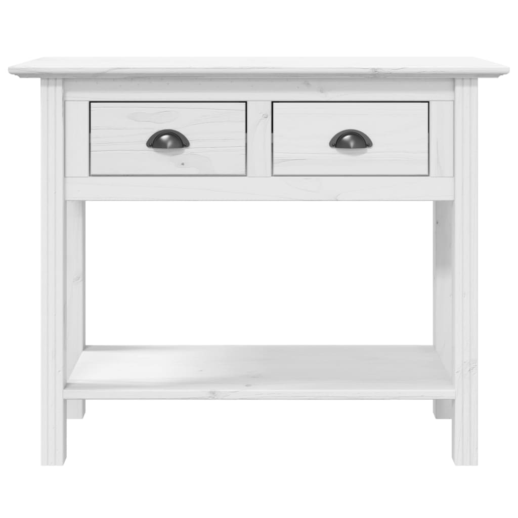 Tavolo Consolle BODO 91x35x74 cm Legno Massello Pino Bianco 355071