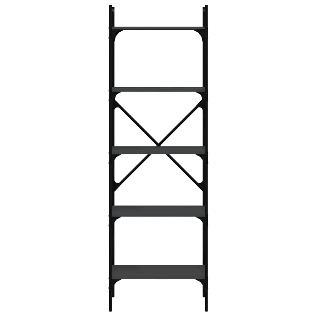 Libreria Nera 5 Ripiani 56x31,5x174 cm Legno Multistrato 833343