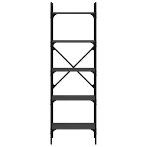 Libreria Nera 5 Ripiani 56x31,5x174 cm Legno Multistrato 833343