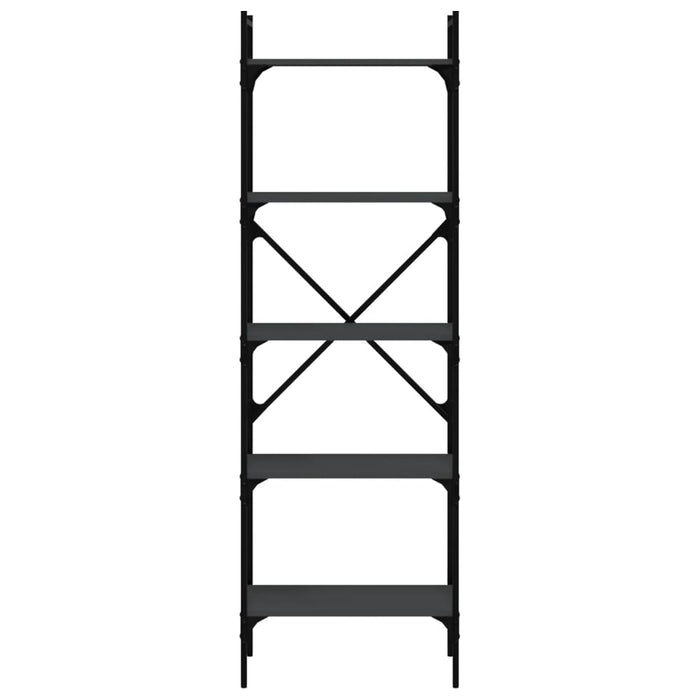 Libreria Nera 5 Ripiani 56x31,5x174 cm Legno Multistrato 833343