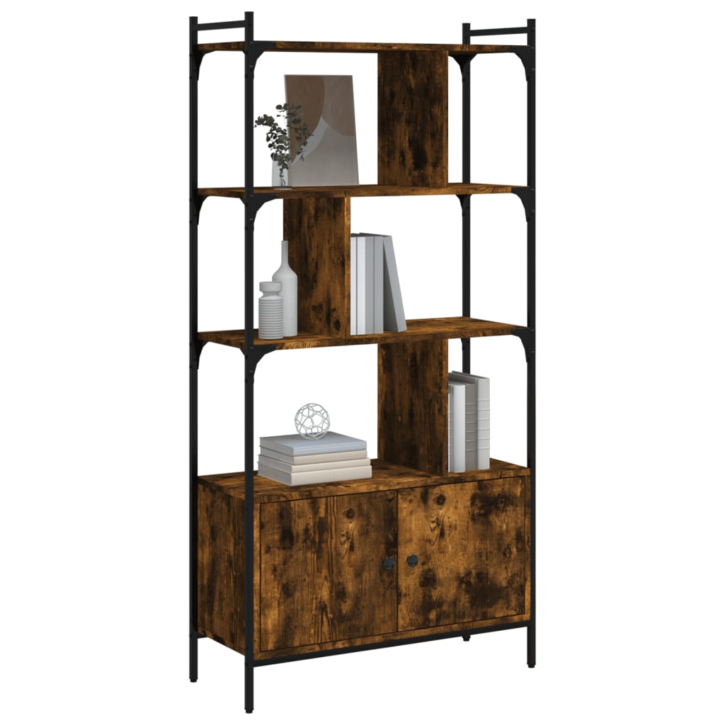 Libreria con Ante Rovere Fumo 76,5x30x154,5cm Legno Multistrato 833350