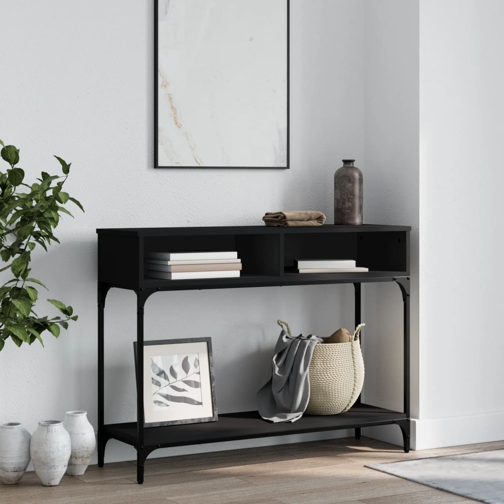 Tavolino Consolle-Tavolino da soggiorno-Tavolo Nero 100x30,5x75 cm in Legno Multistrato