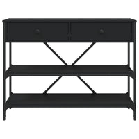 Tavolino Consolle con Cassetti e Ripiani Nero Legno Multistrato 833403