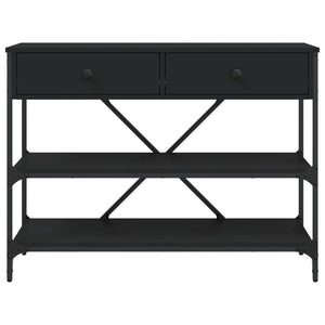 Tavolino Consolle con Cassetti e Ripiani Nero Legno Multistrato 833403