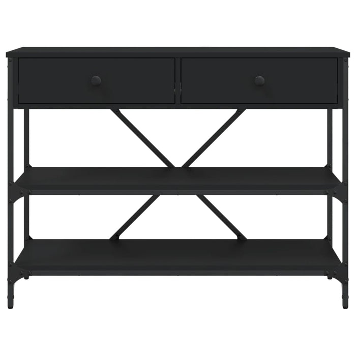 Tavolino Consolle con Cassetti e Ripiani Nero Legno Multistrato 833403