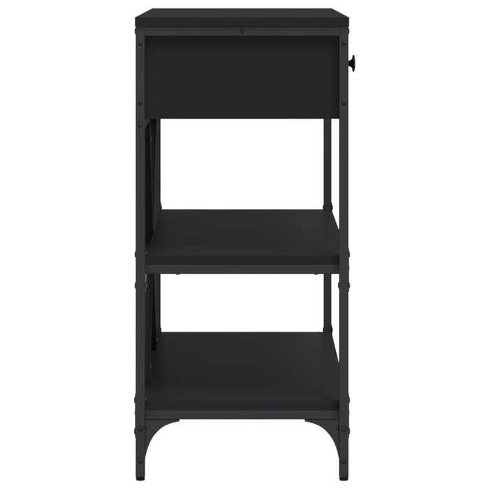 Tavolino Consolle con Cassetti e Ripiani Nero Legno Multistrato 833403