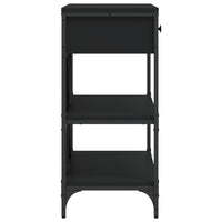 Tavolino Consolle con Cassetti e Ripiani Nero Legno Multistrato