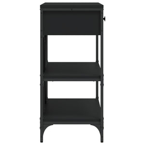 Tavolino Consolle con Cassetti e Ripiani Nero Legno Multistrato