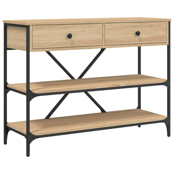 Tavolino Consolle Cassetti e Ripiani Rovere Sonoma Multistrato 833404