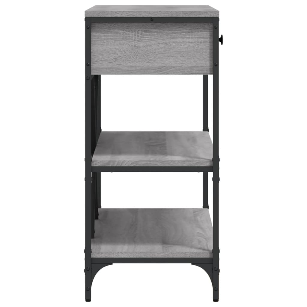 Tavolino Consolle Cassetti e Ripiani-Tavolino da soggiorno Grigio Sonoma Multistrato