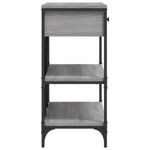 Tavolino Consolle Cassetti e Ripiani-Tavolino da soggiorno Grigio Sonoma Multistrato