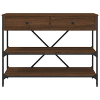 Tavolino Consolle Cassetti e Ripiani-Tavolino da soggiorno Rovere Marrone Multistrato