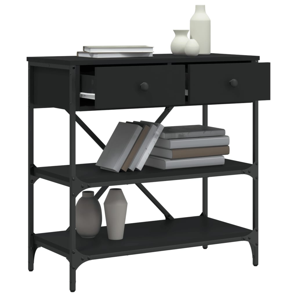 Tavolino Consolle Nero 75x34,5x75 cm in Legno Multistrato 833408