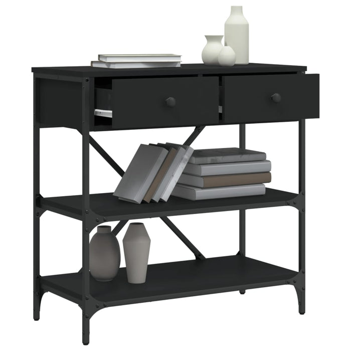 Tavolino Consolle Nero 75x34,5x75 cm in Legno Multistrato 833408