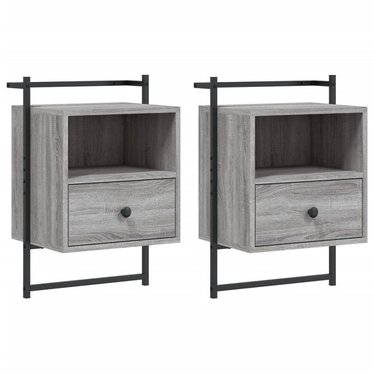 Comodini a Muro 2 pz Grigio Sonoma 40x30x61cm Legno Multistrato 833440