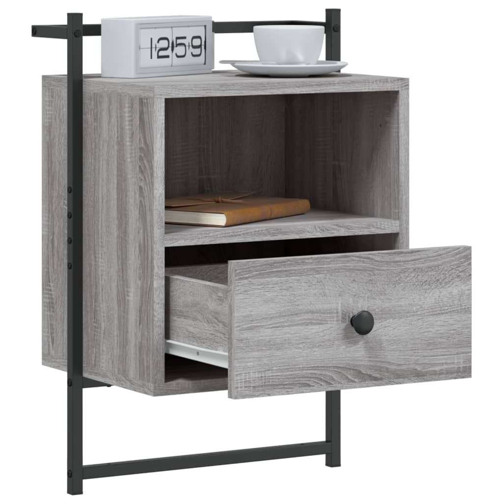 Comodini a Muro 2 pz Grigio Sonoma 40x30x61cm Legno Multistrato 833440