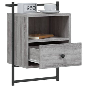Comodini a Muro 2 pz Grigio Sonoma 40x30x61cm Legno Multistrato 833440
