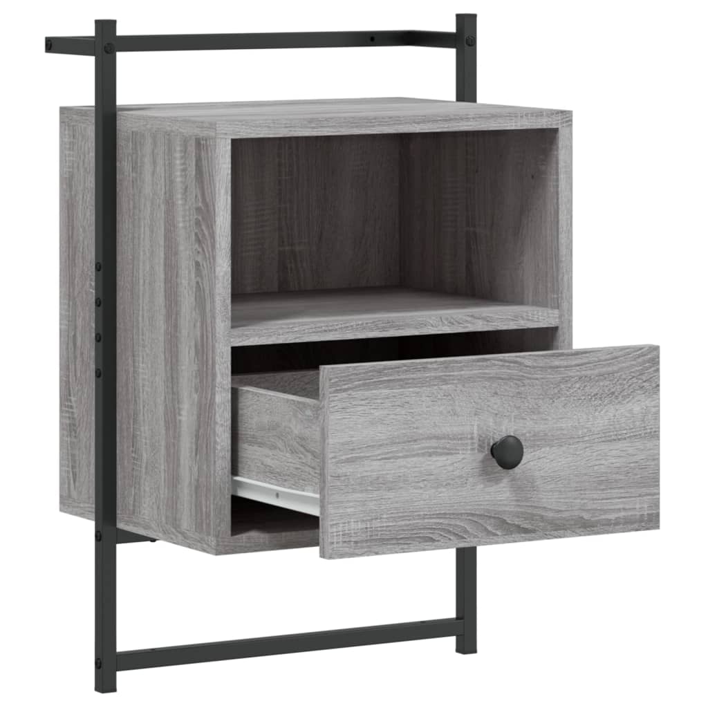 Comodini a Muro 2 pz Grigio Sonoma 40x30x61cm Legno Multistrato 833440