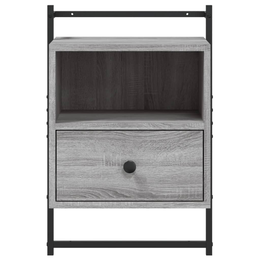 Comodini a Muro 2 pz-Set di 2 Tavolino da notte Grigio Sonoma 40x30x61cm Legno Multistrato