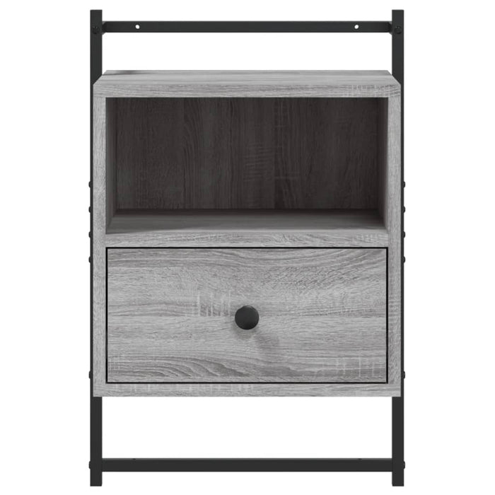 Comodini a Muro 2 pz-Set di 2 Tavolino da notte Grigio Sonoma 40x30x61cm Legno Multistrato
