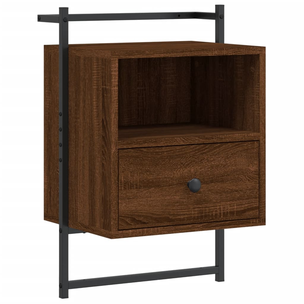 Comodini a Muro 2pz-Set di 2 Tavolino da notte Rovere Marrone 40x30x61cm Legno Multistrato