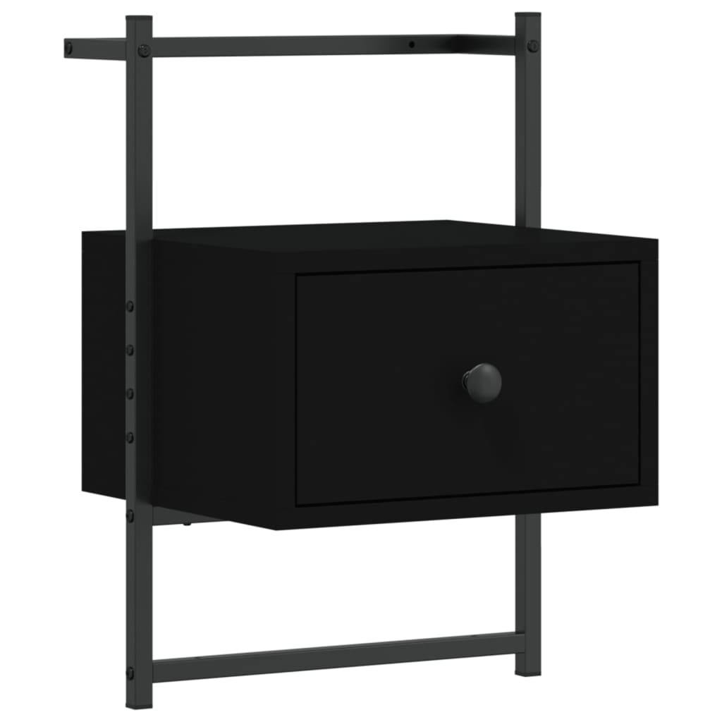 Comodino a Muro Nero 35x30x51 cm Legno Multistrato 833443