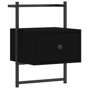Comodino a Muro Nero 35x30x51 cm Legno Multistrato 833443